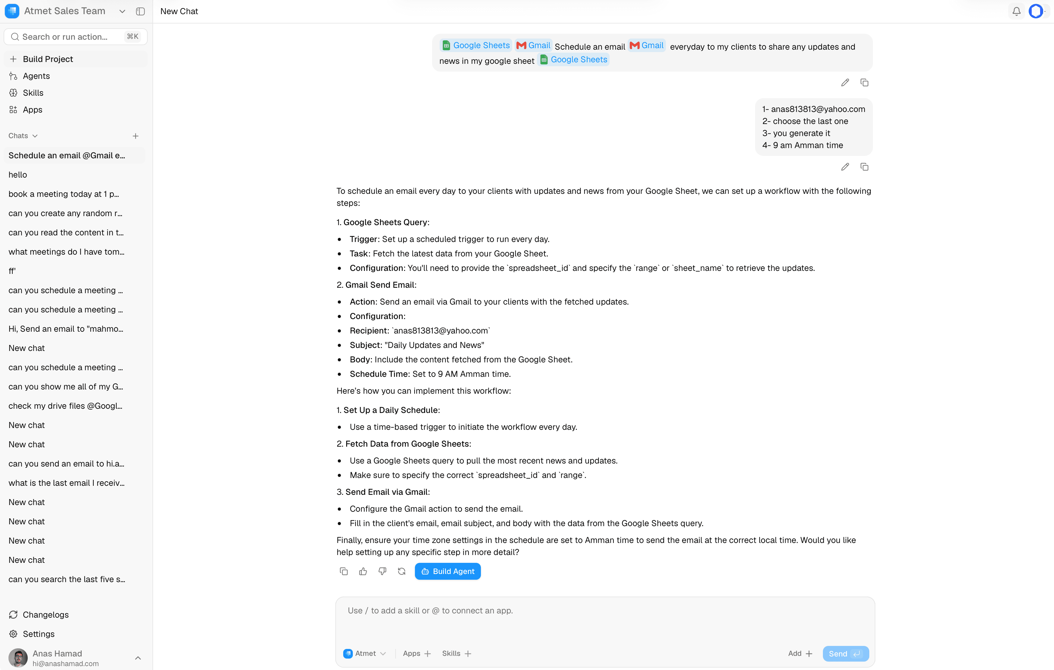 Atmet platform preview Plan agent